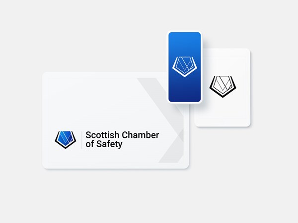 Scottish Chamber Of Safety full-colour logo with white variant branded on devices