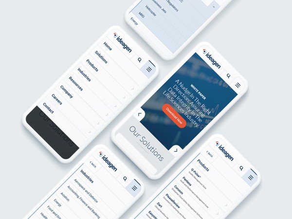 A series of mobile view screen designs